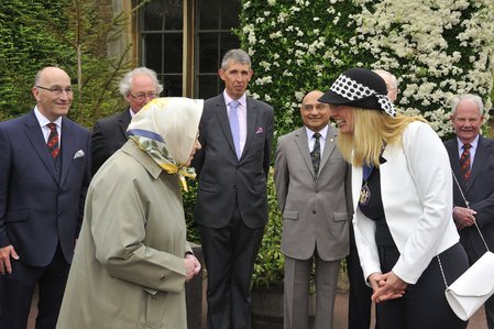 President Annie Quigley Windsor and Eton Royal Warrant Holders Association meets Her Majesty The Queen at Windsor Castle to present the gift of a hand made saddle for HM's 90th birthday.\\n\\n20/06/2019 17:57