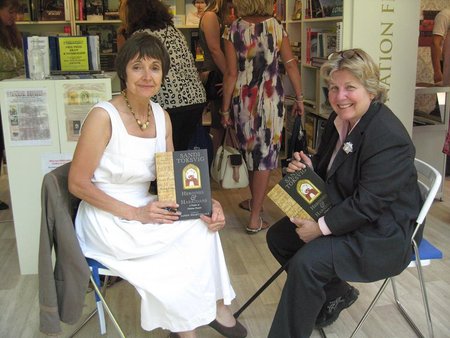 Sandy Nightingale and Sandi Toksvig at Buckingham Palace Coronation Festival kindly signing their book Heroines and Harridans for Bibliophile customers\\n\\n12/09/2013 15:46